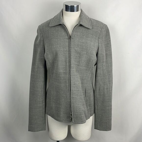 Gray Zip Wool Jacket - Picture 1 of 5